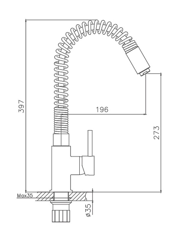 Приобрести haiba смеситель для кухни 397 мм, гибкий излив, хром hb-71074
