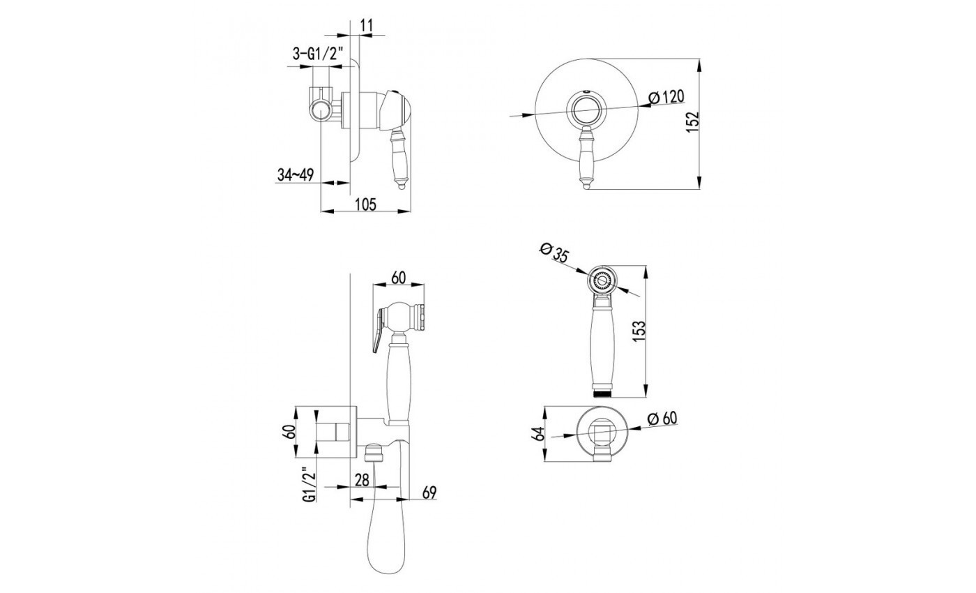 Приобрести lemark смеситель villa с гигиеническим душем, скрытый монтаж, бронза lm4819b