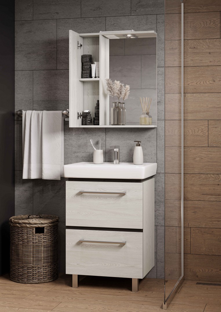 Приобрести тумба под раковину, напольная акватон ронда 60 см, дуб светлый 1a205001rsc20