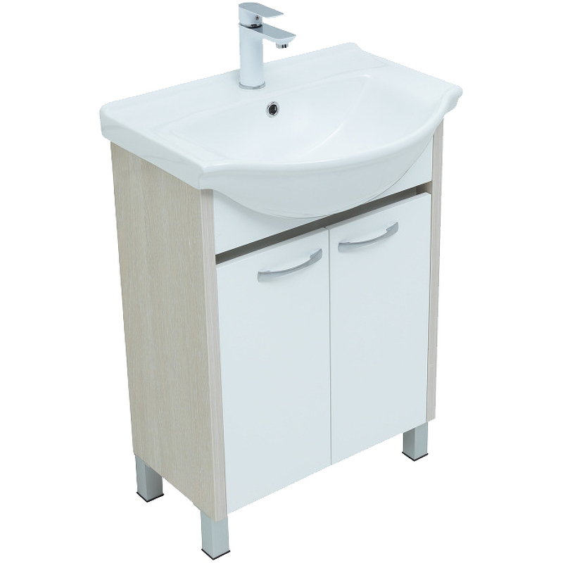 Приобрести aquanet тумба с раковиной донна 60 см, белая дуб/ белая (2 дверцы)