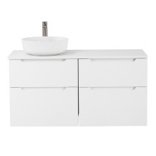 BelBagno Тумба со столешницей ETNA-H60 120 см, подвесная Bianco Lucido, раковина слева