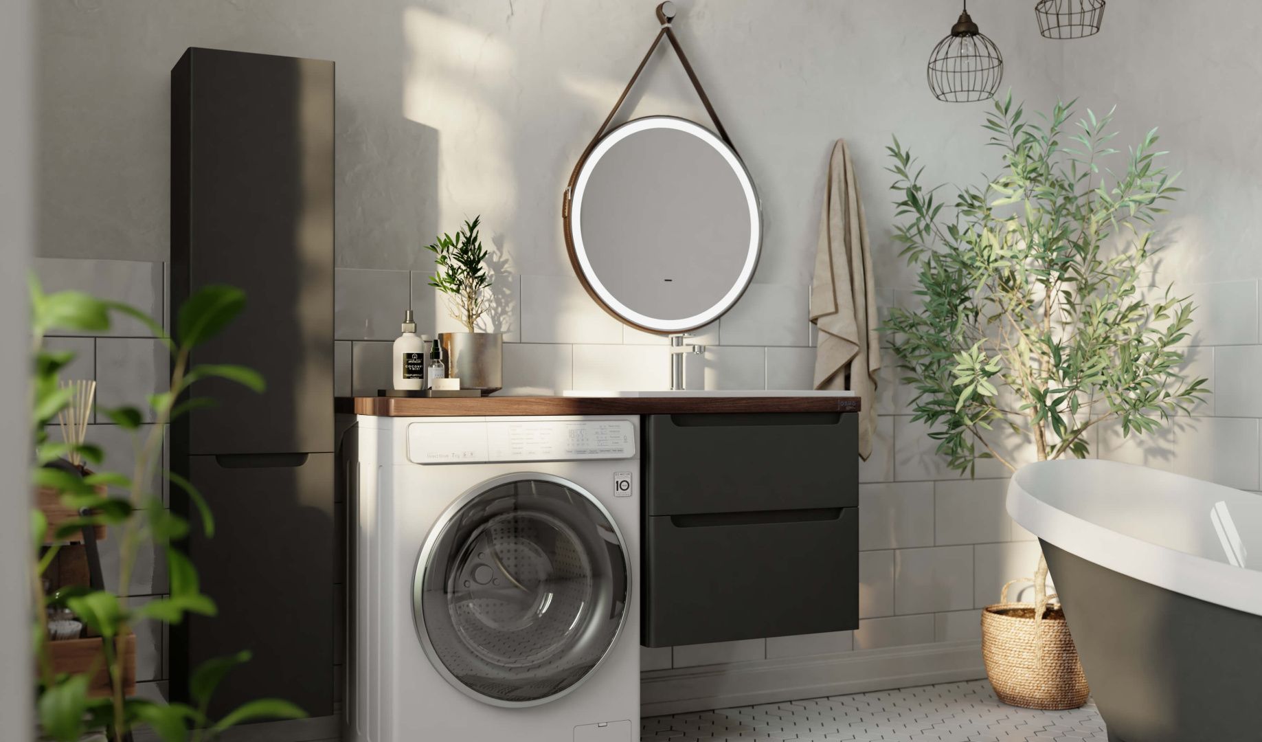 Приобрести jorno тумба подвесная wood 120 см со столешницей темное дерево, аннтацит