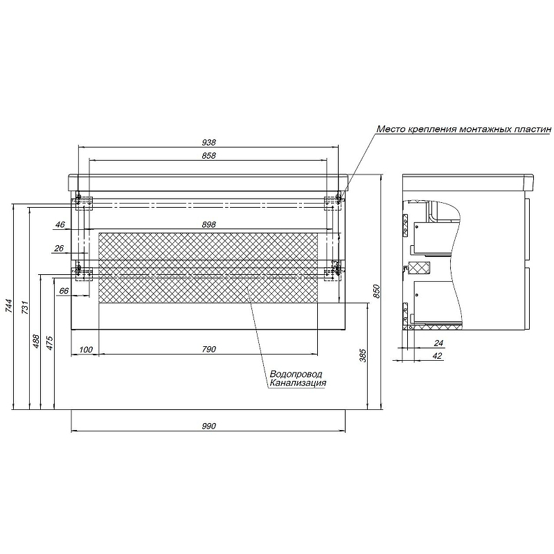 Приобрести aquanet тумба с раковиной вега 100 см, мисти грин