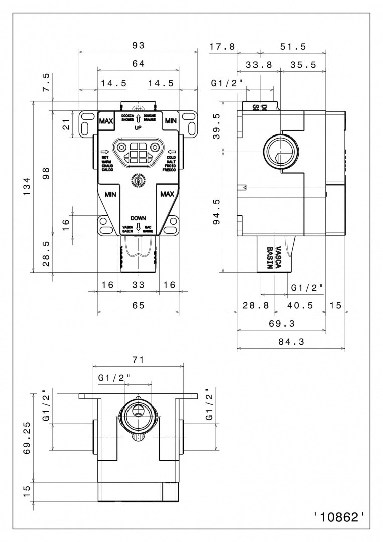 Приобрести kerama marazzi внутренняя часть для настенного смесителя на два потока 10862km.00.000