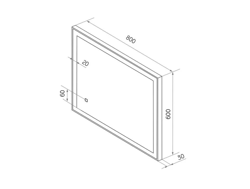 Приобрести continent зеркало с подсветкой solid black 80х60 см, черное