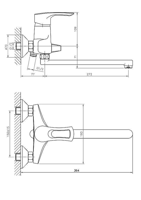 Приобрести haiba смеситель для ванны 220мм, хром hb-2266