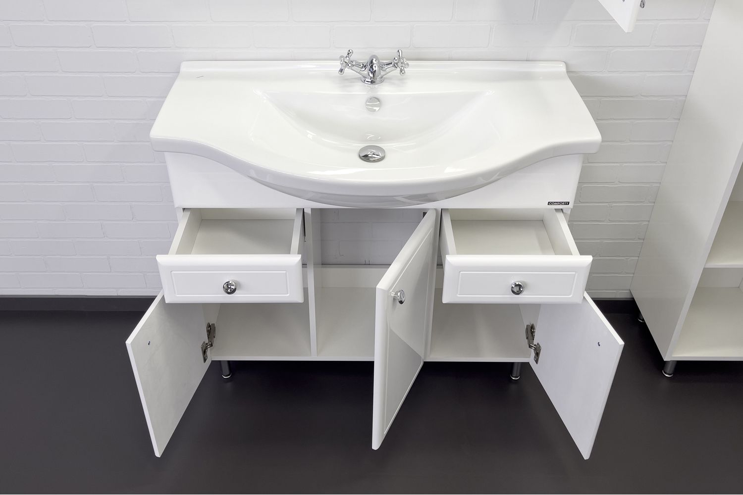 Приобрести сomforty тумба с раковиной "сочи-100" белый глянец