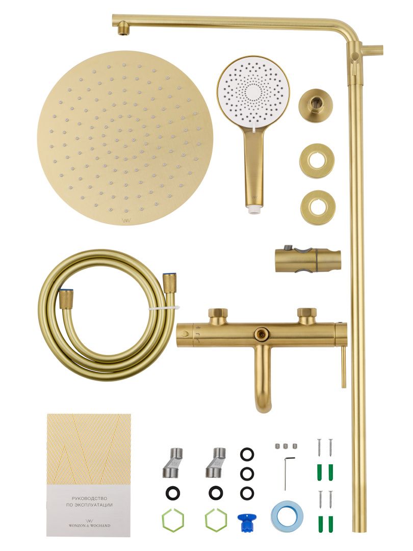 Приобрести душевая система wonzon & woghand stick, брашированное золото (ww-88739017-bg)