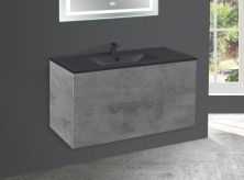 Vincea Тумба подвесная Mia 100 см, бетон с раковиной матовый антрацит VMC-2MC100BT;VBS-13100MB