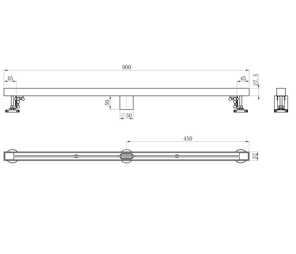 Приобрести душевой трап 90 см wonzon & woghand, темный графит (ww-65409t-gm)