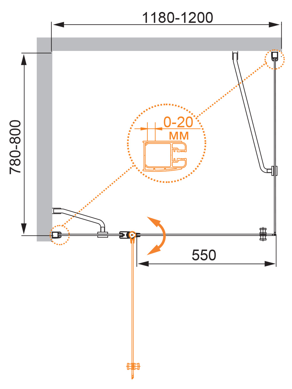 Приобрести cezares душевое ограждение elena 120х80 см, хром elena-w-ah-1-120/80-p-cr-l