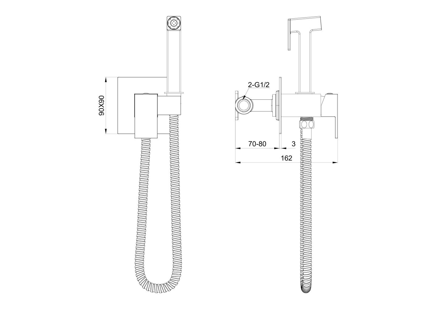 Приобрести смеситель с гигиеническим душем встраиваемый wonzon & woghand, хром (ww-88829903-cr)
