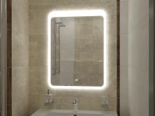 Continent Зеркало с подсветкой Lacio 80х90 см, сенсорный включатель, белое