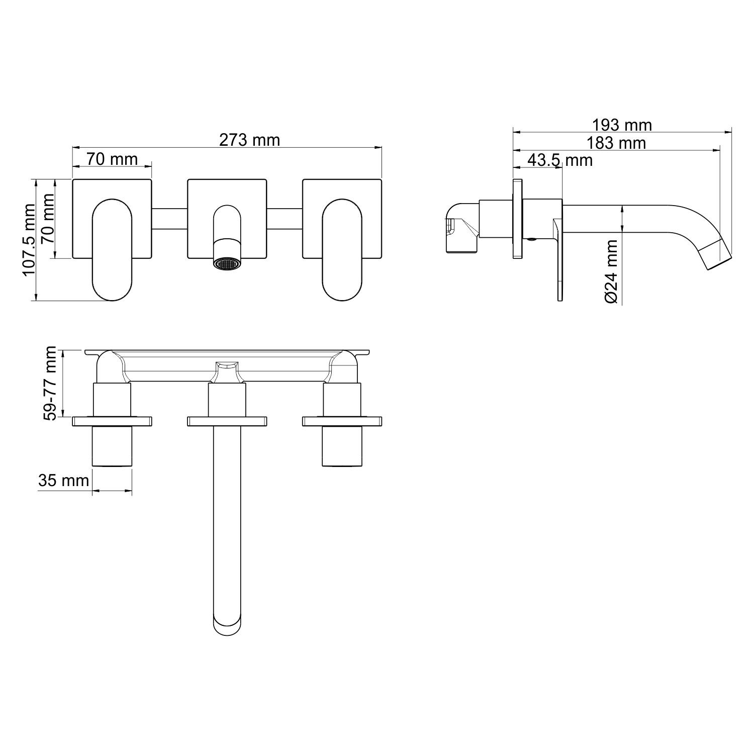 Приобрести wasserkraft смеситель для раковины elbe, 7445 настенный, матовый черный