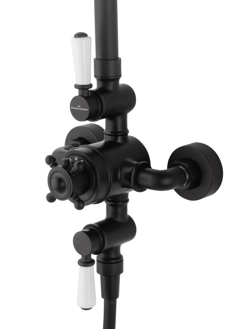 Приобрести душевая система с термостатом wonzon & woghand retro, черный матовый (ww-b3041-mb)