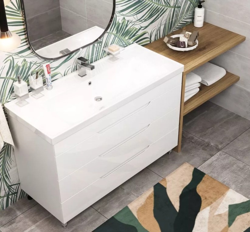 Приобрести mirsant тумба напольная soho quadro 120 см с раковиной deep 120 ут000089884