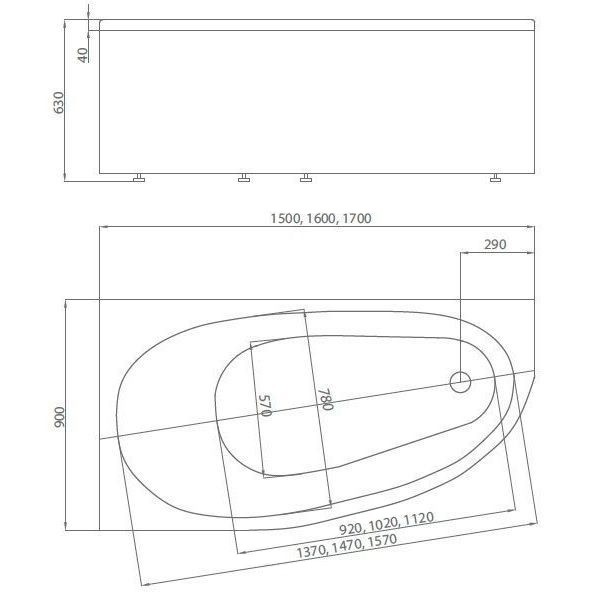 Приобрести акриловая ванна асимметричная aquatek дива l 150х90 см