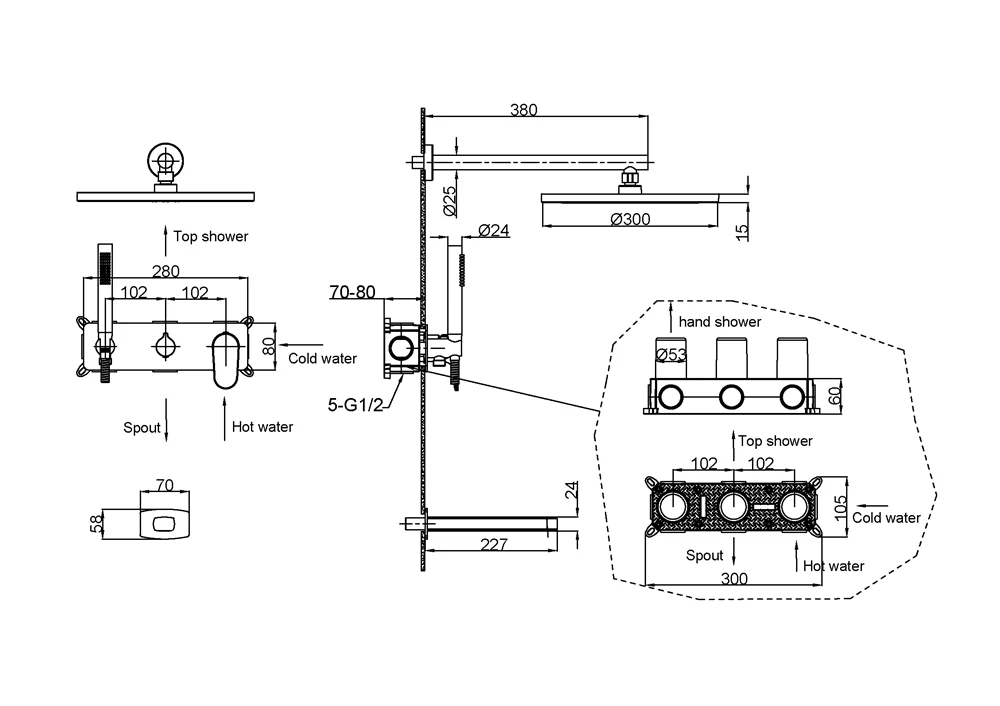 Приобрести boheme душевая система spectre, встраиваемая, черная матовая 454-2-b