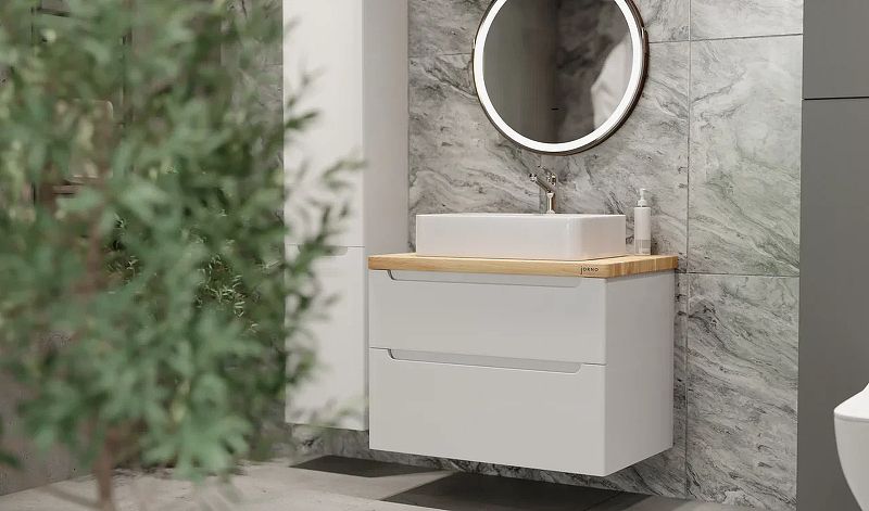 Приобрести jorno тумба подвесная wood 100 см со столешницей светлое дерево, белая