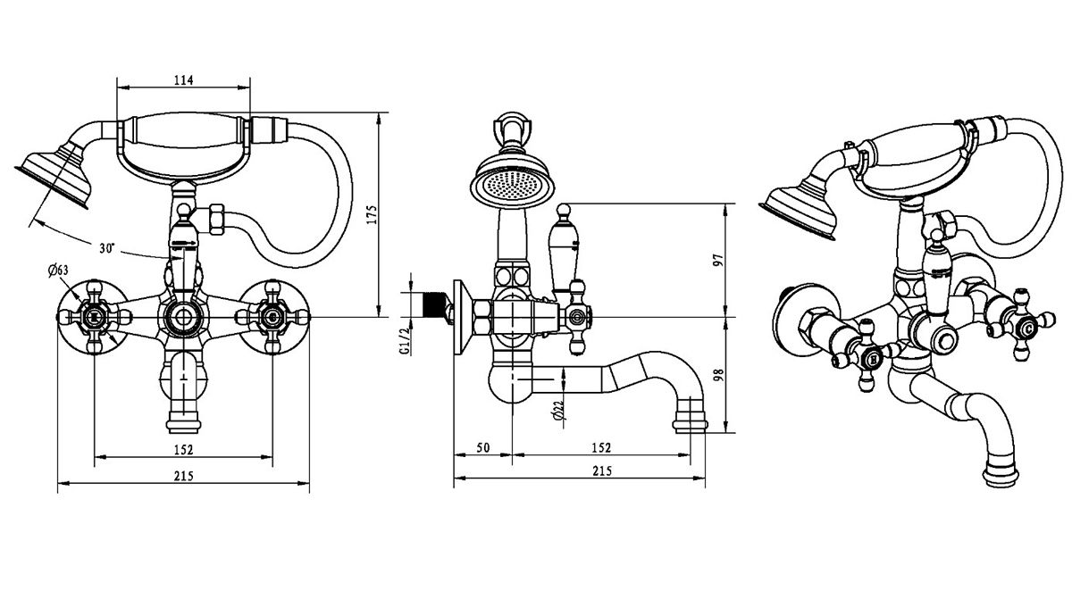 Приобрести boheme смеситель для ванны medici presente, бронза\черные кристаллы 313-bsw