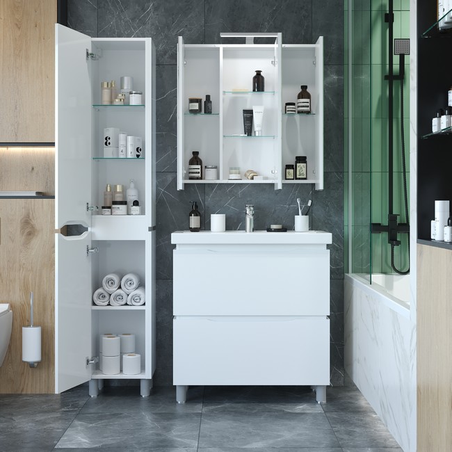 Приобрести briz пенал напольный milana 35 см, белый, левый п-35