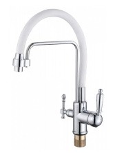 Смеситель для кухни ViEiR Kitchen с гибким изливом, белый\хром V15006F