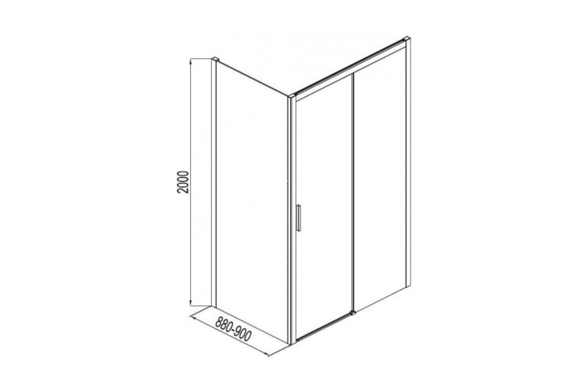 Приобрести aquanet душевая перегородка pleasure ae60-f-90h200u-bt 90, прозрачное стекло