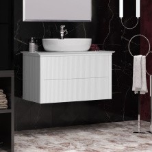 Opadiris Тумба подвесная с раковиной и столешницей Рубинно 90 см, белая One 67