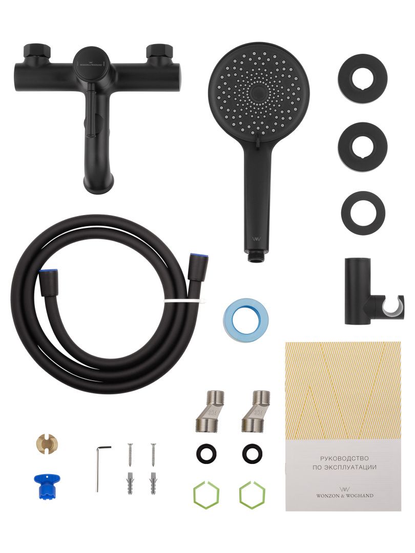 Приобрести смеситель для ванны с душем wonzon & woghand tor, черный матовый (ww-88037073-mb)