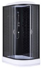Loranto Душевая кабина 120х80х215 поддон 20 см черный кирпичный узор, серое стекло 4мм профиль черный (CS-66120-20L GB 120)