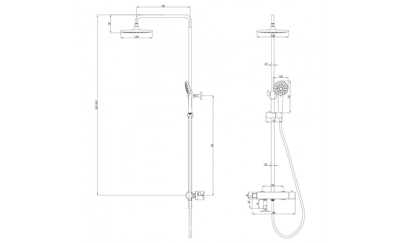 Приобрести lemark душевая система bronx с термостатом, черный матовый lm3772bl