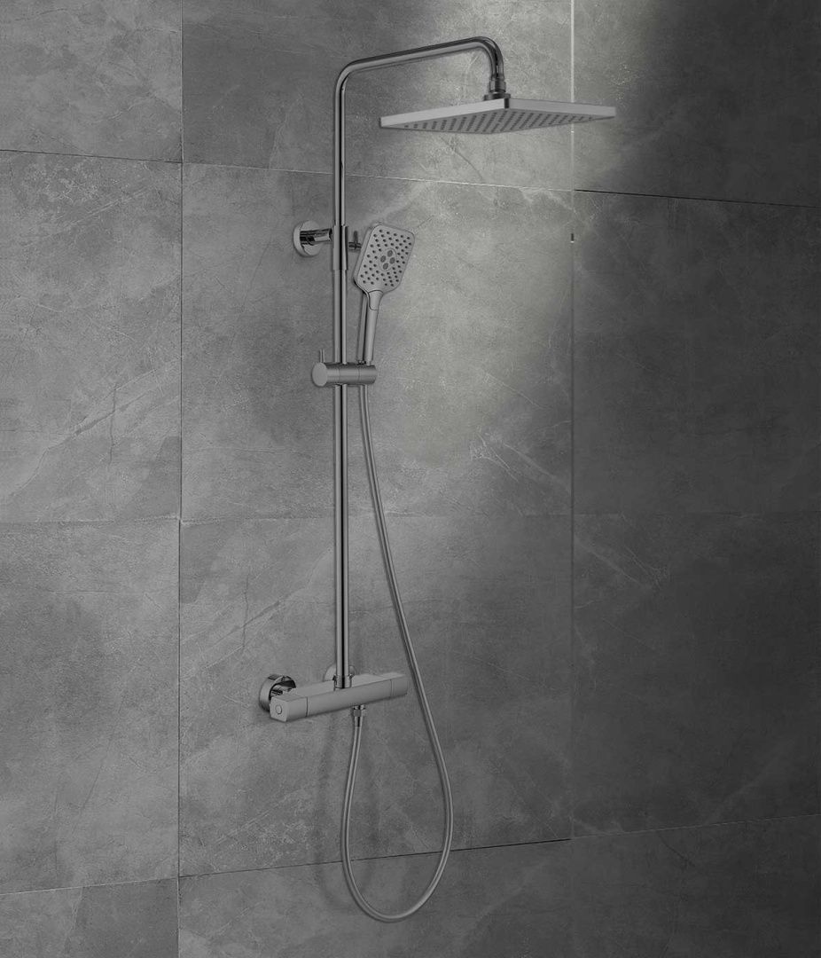 Приобрести vincea душевая стойка next, термостат, оружейная сталь vsfs-1n0tgm