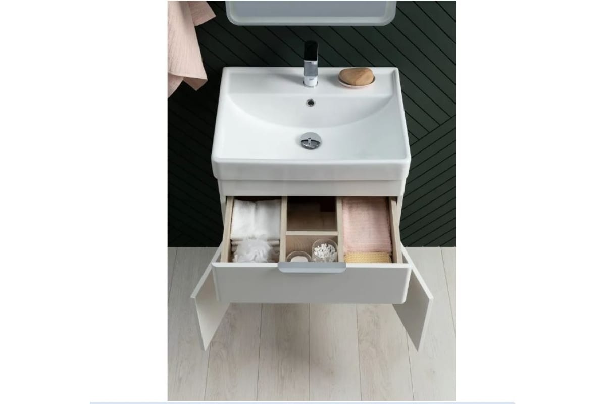 Приобрести aquanet тумба с раковиной ирис new 71 см, белая глянец (1 ящик, 2 дверцы)