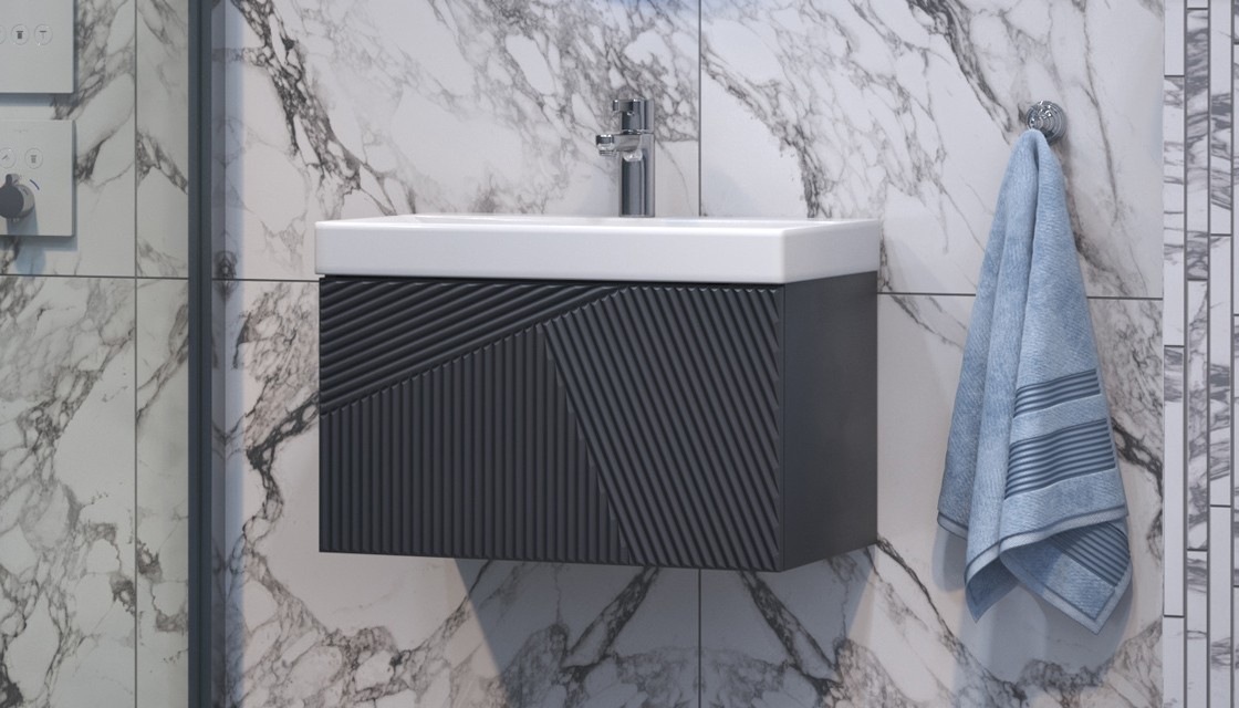 Приобрести тумба подвесная с раковиной velvex edge 60 см, графит tpedg.60.1y-231