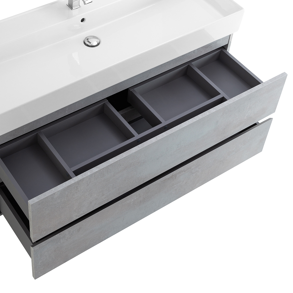 Приобрести cezares тумба подвесная с раковиной molveno 46 120 см beton, бетон molveno 46-120-2c-so-bet