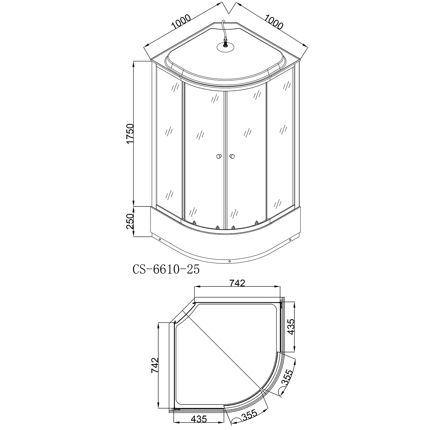 Приобрести loranto душевая кабина 100х100х215 поддон 25 см черный кирпичный узор, серое стекло 4мм профиль черный (cs-6610-25gb 100)