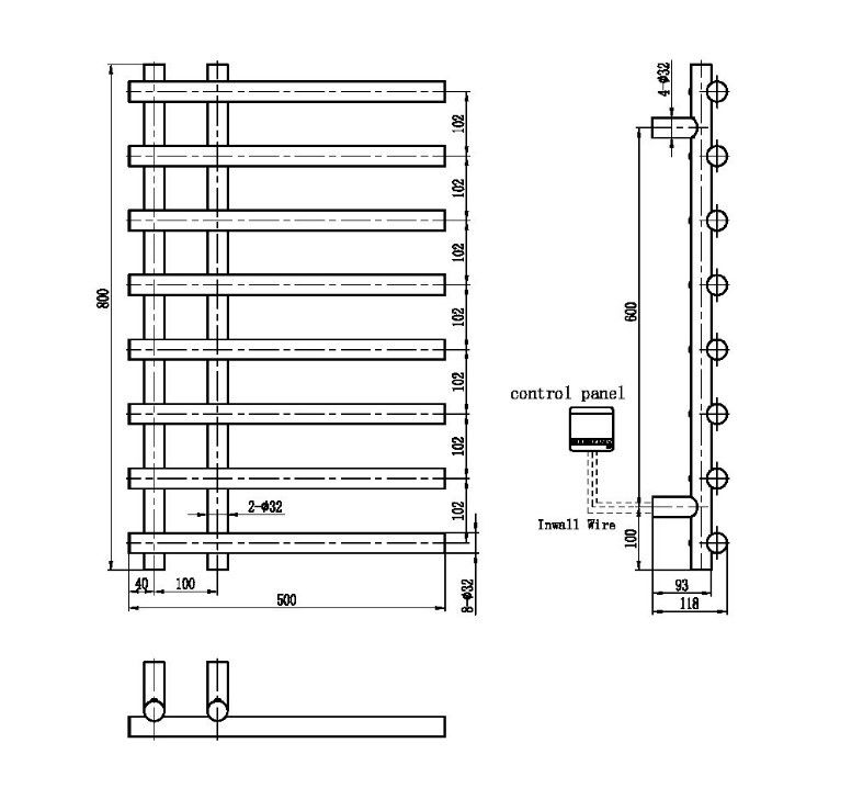 Приобрести boheme полотенцесушитель uno 50х80 см, электрический, оружейная сталь 722-sgm