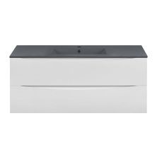 Vincea Тумба подвесная Mia 120 см, белая с раковиной матовый антрацит VMC-2MC120GW;VBS-13120MA