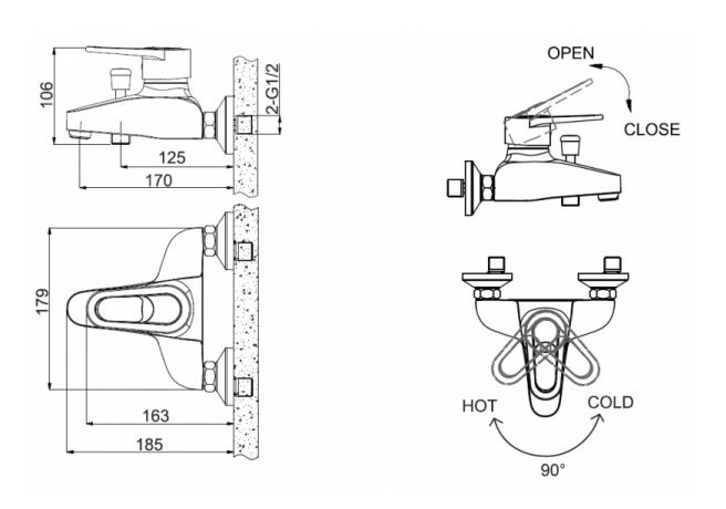 Приобрести смеситель для ванны bravat loop f6124182cp-01-rus