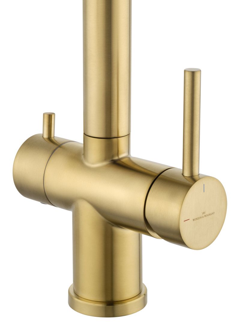 Приобрести смеситель для кухни с гибким изливом и подключением фильтра wonzon & woghand, брашированное золото (ww-88458009-bg)