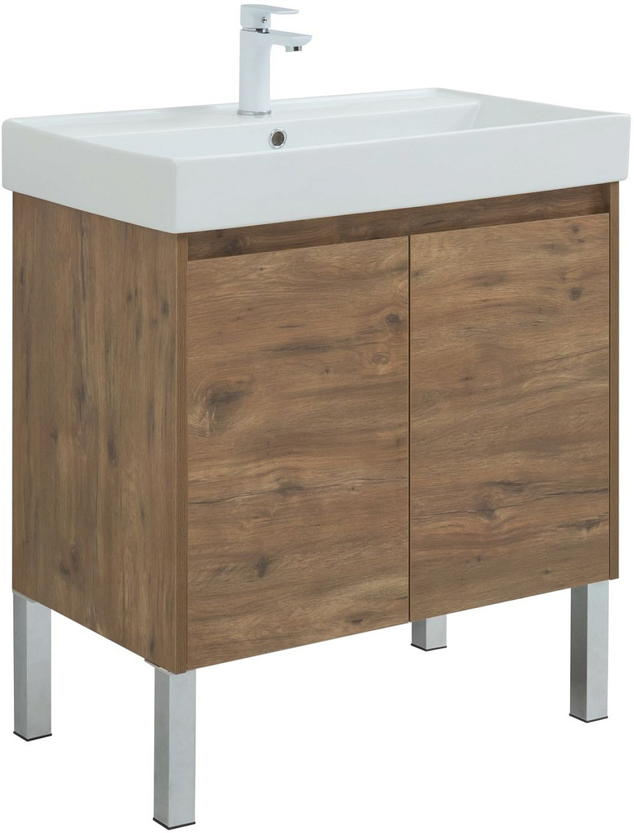 Приобрести aquanet тумба с раковиной nova lite 75 см,дуб рустикальный (2 дверцы)
