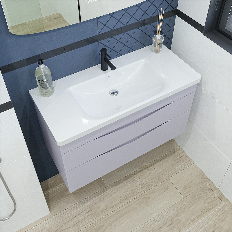 Приобрести caprigo тумба с раковиной подвесная lento 100 см, серая 36214-sf028