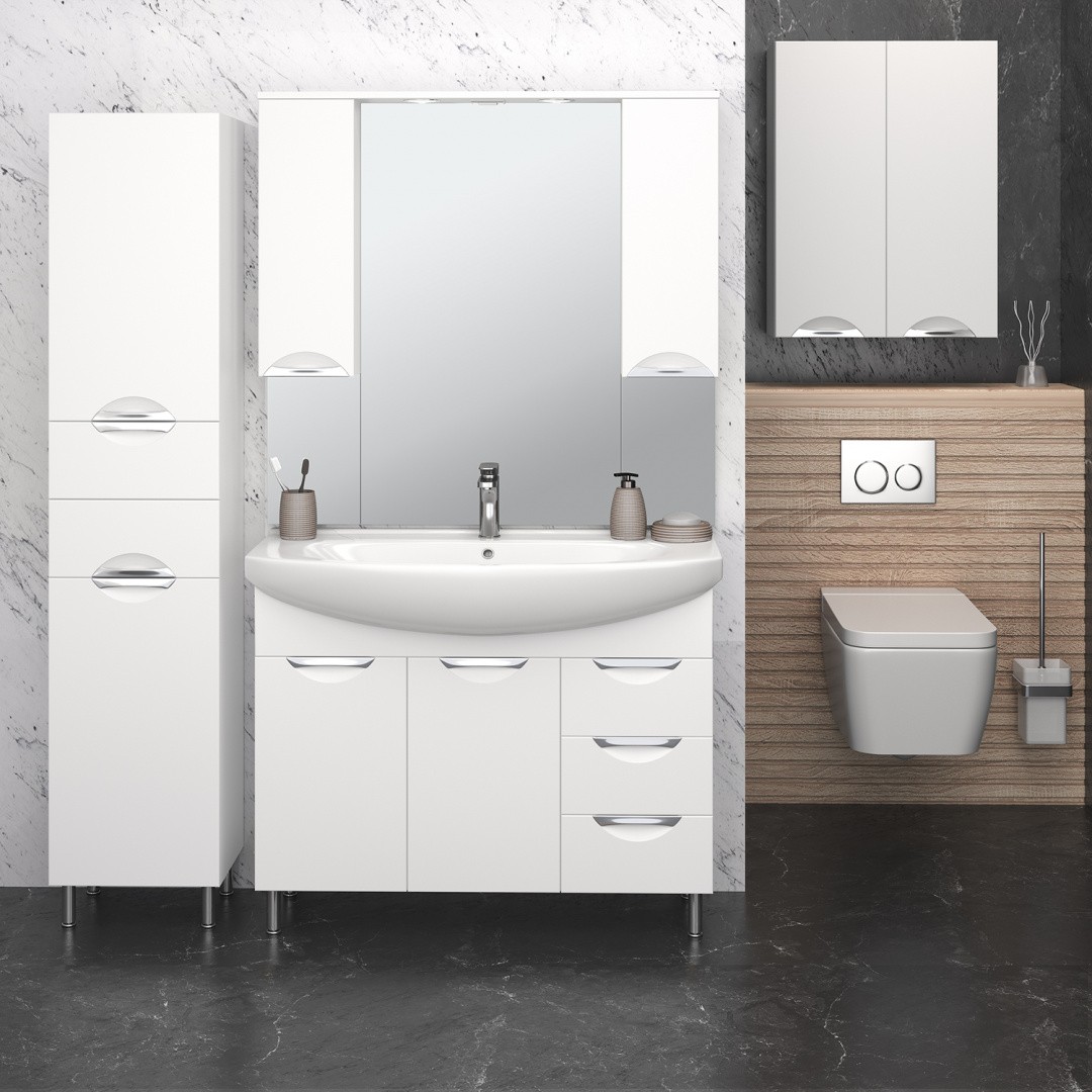 Приобрести aqua de marco зеркало-шкаф eleganse 105 см, белый\хром 1105cele