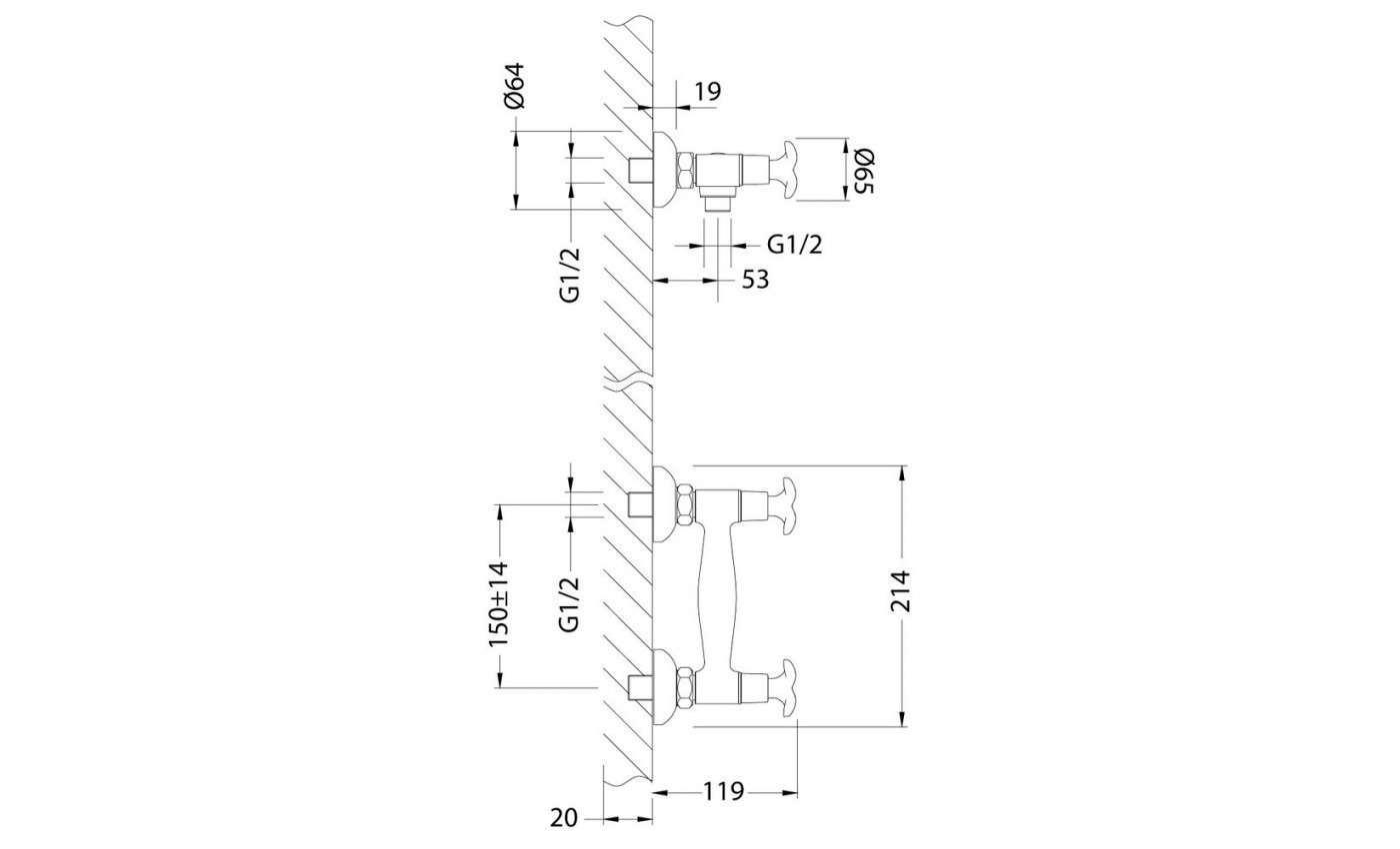 Приобрести lemark смеситель для душа flora, двухвентильный, хром lm0103c