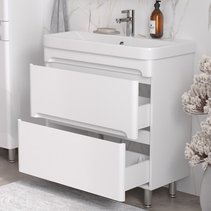 Приобрести equil тумба напольная с раковиной nice 80 см, белая матовая tnnice80.2y-05