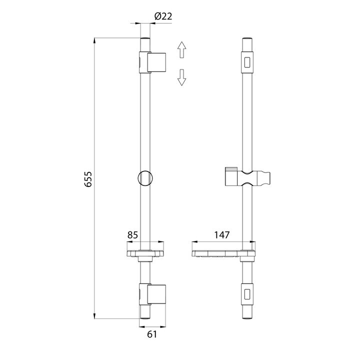 Приобрести iddis душевая штанга 655мм, хром tsh65sdi17