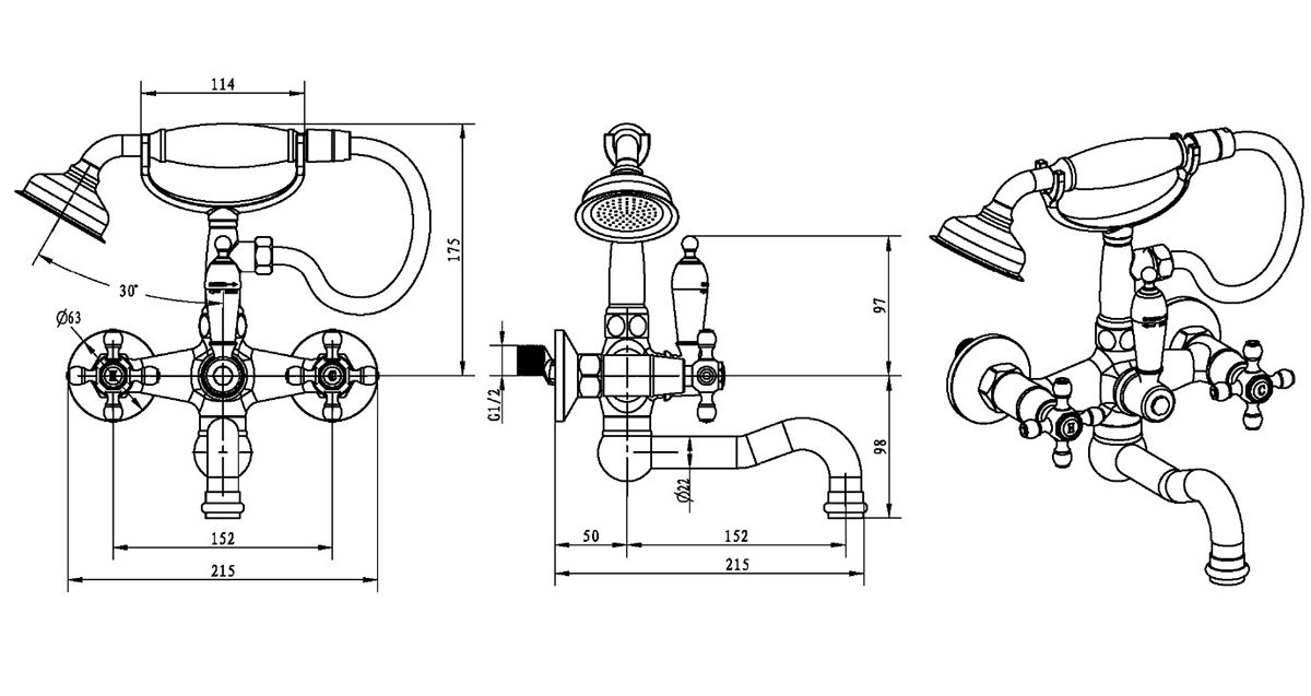 Приобрести boheme смеситель для ванны tradizionale, хром\белый 273-sw