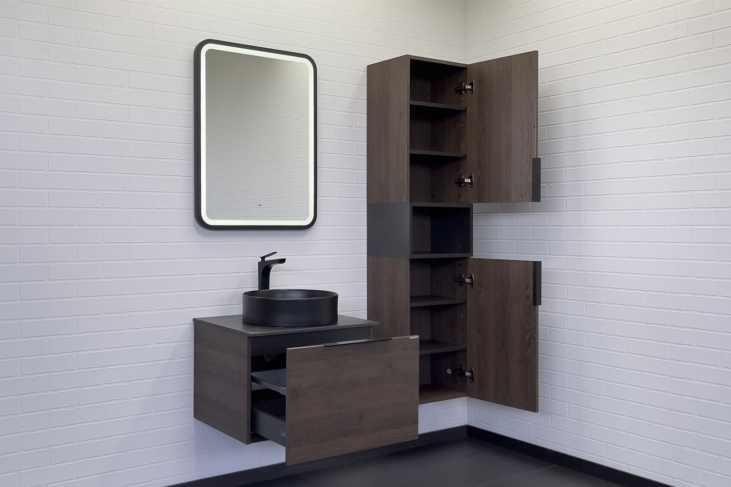 Приобрести сomforty тумба со столешницей и раковиной "портленд-60" дуб шоколадно-коричневый с раковиной 9110mb