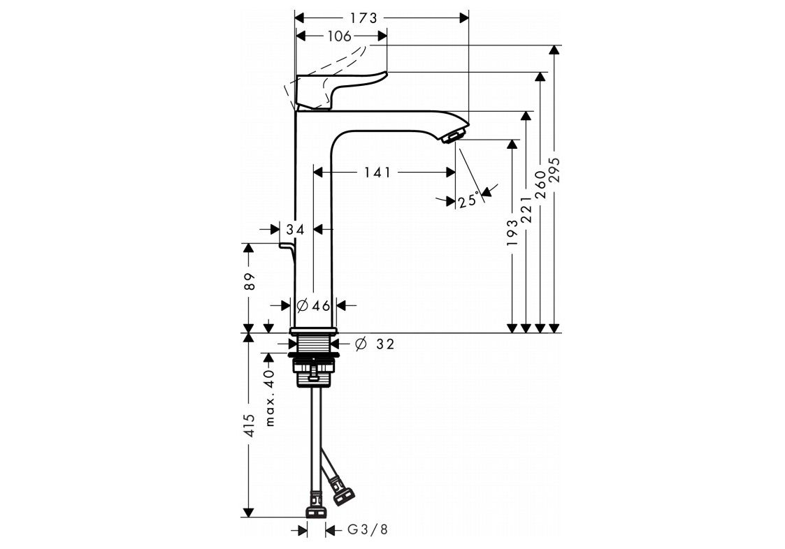 Приобрести смеситель для раковины hansgrohe metris с донным клапаном,, хром, 31183000