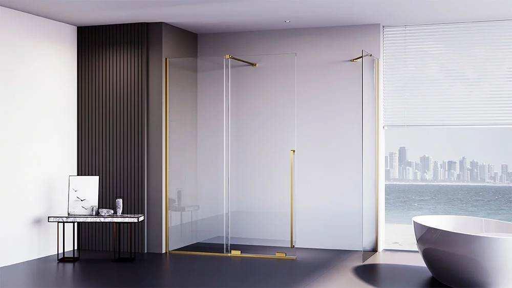 Приобрести veconi душевое ограждение premium trento 90х140 см, брашированное золото, прозрачное ptc50-sp-14090-g-01-c4